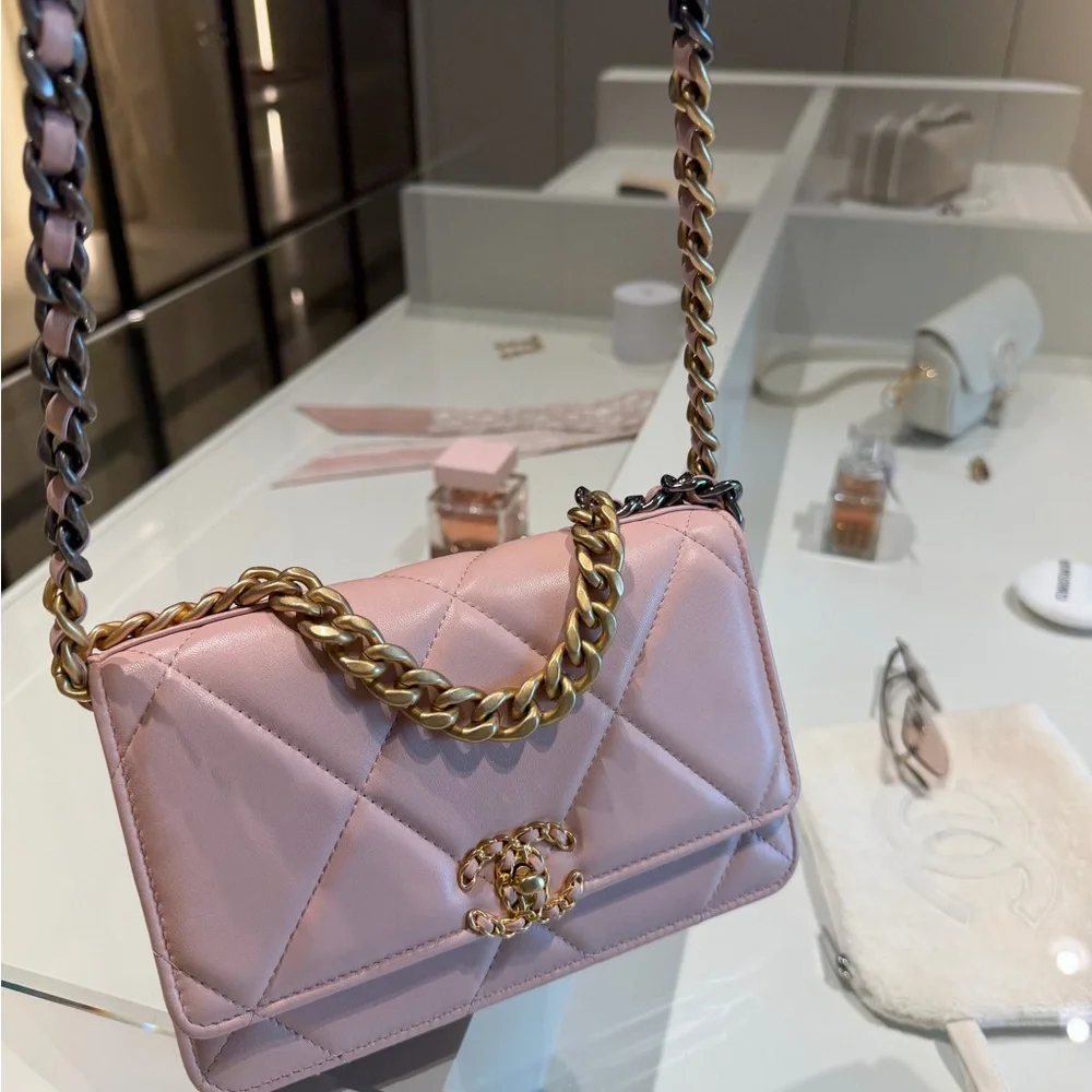 Chanel Light Pink Quilted Crossbody Bag with Gold Chain - Picture 2 of 4